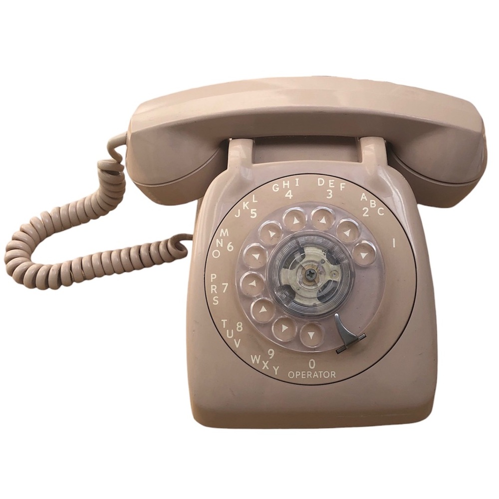 Vintage Rotary Phone 1970’s Cream Light Pink Beige Retro